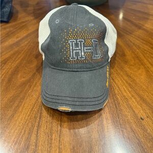 Harley-Davidson Black and White Cap with Orange Accents